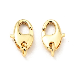 Honeyhandy Brass Lobster Claw Clasps, with Open Jump Rings, Cadmium Free & Lead Free, Oval, Real 18K Gold Plated, 11x7x2.5mm