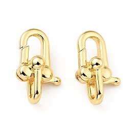 Honeyhandy Brass Lobster Claw Clasps, Oval, Cadmium Free & Lead Free, Real 18K Gold Plated, 19x11.5x8mm, Hole: 2.5x4.5mm