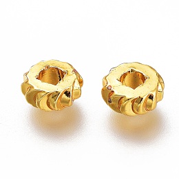 Honeyhandy Brass Spacer Beads, Long-Lasting Plated, Disc with Gear Edge, Golden, 5x2mm, Hole: 1.8mm