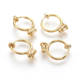 Honeyhandy Brass Clip-on Hoop Earrings, For Non-pierced Ears, with Brass Spring Findings & Ear Nut, Cadmium Free & Lead Free, Golden, 18x13mm, Hole: 0.8mm