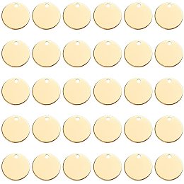 Pandahall Elite 30pcs Brass Round Stamping Tag 20mm/0.78" Blank Tag with Hole Coin Disc Charm Blank Pendant Label for Keychain Dog Tag Name Plate Earring Necklace Making Chore Board, 2mm Hole, Gold