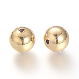 Honeyhandy Brass Beads, Nickel Free, Real Gold Plated, Round, Real 18K Gold Plated, 12mm, Hole: 2mm