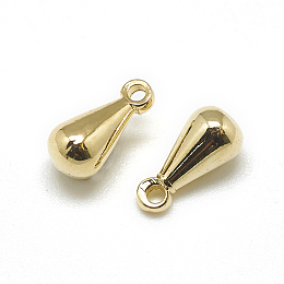 Honeyhandy Brass Charms, Chain Extender Drop, Teardrop, Real 18K Gold Plated, 6x3mm, Hole: 1mm