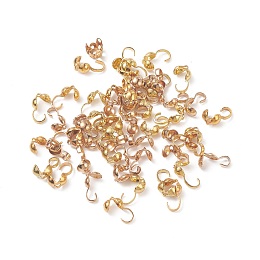 Honeyhandy Brass Bead Tips, Calotte Ends, Clamshell Knot Cover, Golden, 9x4.5x3.5mm, Hole: 1mm, Inner Diameter: 3mm
