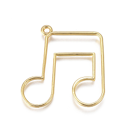 Honeyhandy Zinc Alloy Open Back Bezel Pendants, For DIY UV Resin, Epoxy Resin, Pressed Flower Jewelry, Musical Note, Golden, 37.5x3.5x1.8mm, Hole: 2.2mm