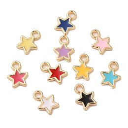 Honeyhandy Eco-friendly Alloy Enamel Pendants, Star Charm, Mixed Color, 9x7x1mm, Hole: 1.5mm