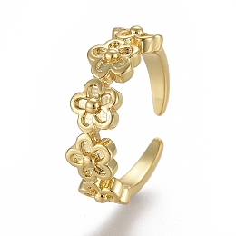 Honeyhandy Adjustable Brass Toe Rings, Open Cuff Rings, Open Rings, Flower, Golden, US Size 4 1/4(15mm)