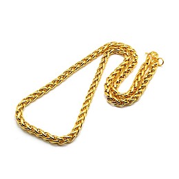 Honeyhandy Fashionable 304 Stainless Steel Wheat Chain Necklaces for Men, with Lobster Claw Clasps, Golden, 23.62 inch(60cm)x6mm