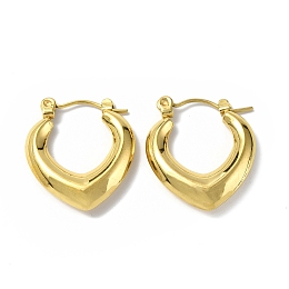 Honeyhandy Ion Plating(IP) 304 Stainless Steel Hollow Teardrop Hoop Earrings for Women, Golden, 20x18x4mm, Pin: 0.7mm