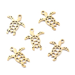 Honeyhandy 304 Stainless Steel Charms, Laser Cut, Manual Polishing, Turtle, Golden, 15x13x1mm, Hole: 1.5mm