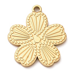 Honeyhandy Ion Plating(IP) 304 Stainless Steel Pendants, Flower Charm, Golden, 18x16x1mm, Hole: 1.2mm.