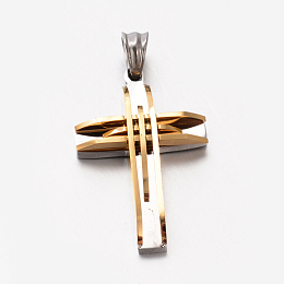 Honeyhandy Men's Jewelry 201 Stainless Steel Cross Pendants, Golden, 33.5x22x4.5mm, Hole: 5x6mm