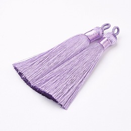 Honeyhandy Nylon Tassels Big Pendant Decorations, Violet, 83~92x9~10mm, Hole: 1.5~4mm