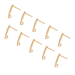 Honeyhandy 304 Stainless Steel Stud Earring Findings, with Loop, Golden, 15x3x1mm, Hole: 2mm, Pin: 0.8mm