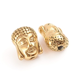 Honeyhandy Buddhist 304 Stainless Steel Beads, Buddha Head, Golden, 11.5x9x7mm, Hole: 1.8mm