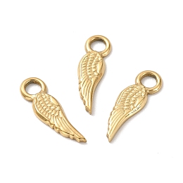 Honeyhandy Ion Plating 304 Stainless Steel Pendants, Wing, Golden, 15x4x1mm, Hole: 2.5mm