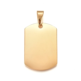 Honeyhandy 304 Stainless Steel Pendants, Stamping Blank Tag, Rectangle, Golden, 35x23x1.5mm, Hole: 10x4.5mm