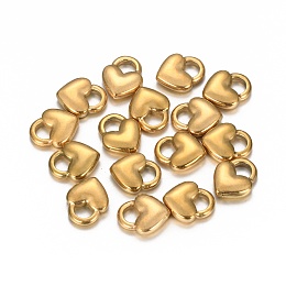 Honeyhandy Ion Plating(IP) 304 Stainless Steel Charms, Heart Lock, Golden, 11x9x3mm, Hole: 3x4mm