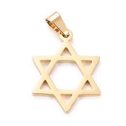 Honeyhandy 304 Stainless Steel Pendants, Laser Cut, Star of David, Golden, 25x19x1.5mm, Hole: 3x6mm