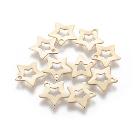 Honeyhandy 201 Stainless Steel Charms, Star, Golden, 9.5x10x0.5mm, Hole: 1mm