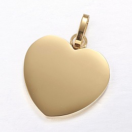 Honeyhandy 304 Stainless Steel Stamping Blank Tag Pendants, Heart, Golden, 28x26x2mm, Hole: 5x8mm