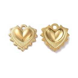 Honeyhandy Ion Plating(IP)304 Stainless Steel Pendants, Heart Charm, Golden, 18.5x17x3mm, Hole: 2mm