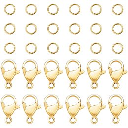 PandaHall Elite 120 pcs 6mm 20 Gauge 304 Stainless Steel Jump Rings with 60pcs Lobster Claw Clasps for Earring Bracelet Necklace Pendants Jewelry DIY Craft Making, Golden