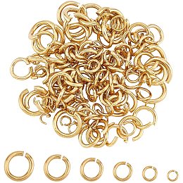 UNICRAFTALE 6 Sizes About 120pcs Open Jumps Rings Golden Connector Rings Stainless Steel Jump Rings Chain Connectors for DIY Jewelry Making 3-9mm