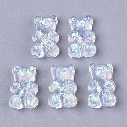 Honeyhandy Transparent Epoxy Resin Cabochons, with Sequins, Hologram Cabochons, Bear, Clear, 17x11x6~7mm