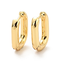 Honeyhandy Brass Oval Hoop Earrings for Women, Cadmium Free & Nickel Free & Lead Free, Real 18K Gold Plated, 16x12x3mm, Pin: 0.8mm