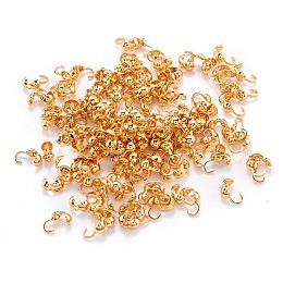Honeyhandy Brass Bead Tips, Long-Lasting Plated, Real 18K Gold Plated, 9x5.5mm, Hole: 0.6x1.5mm, Inner Diameter: 3mm