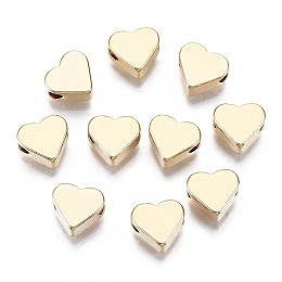 Honeyhandy Brass Beads, Nickel Free, Real 18K Gold Plated, Heart, 6x7x3mm, Hole: 1mm