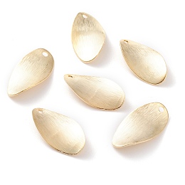 Honeyhandy Brass Charms, Oval, Real 24K Gold Plated, 18x9x1mm, Hole: 1.2mm