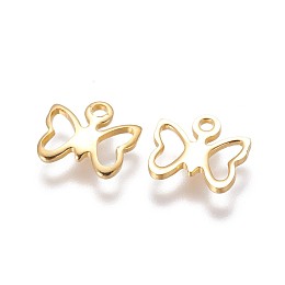 Honeyhandy 304 Stainless Steel Charms, Cut-Out, Butterfly, Golden, 9x10x1mm, Hole: 1.2~1.4mm