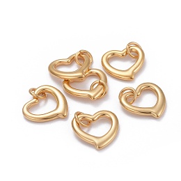 Honeyhandy 304 Stainless Steel Open Heart Charms, with Jump Ring, Golden, 14x14x2mm, Hole: 4mm