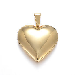 Honeyhandy 316 Stainless Steel Locket Pendants, Heart, Golden, 29x29x7mm, Hole: 9x5mm, Inner: 21x20mm