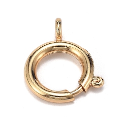 Honeyhandy Brass Spring Ring Clasps, Long-Lasting Plated, Real 18K Gold Plated, 19x16x2.5mm, Hole: 2.3mm