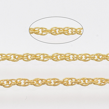 Honeyhandy Soldered Brass Coated Iron Rope Chains, with Spool, Golden, 2x1.4x0.3mm, about 39.37 Feet(12m)/roll