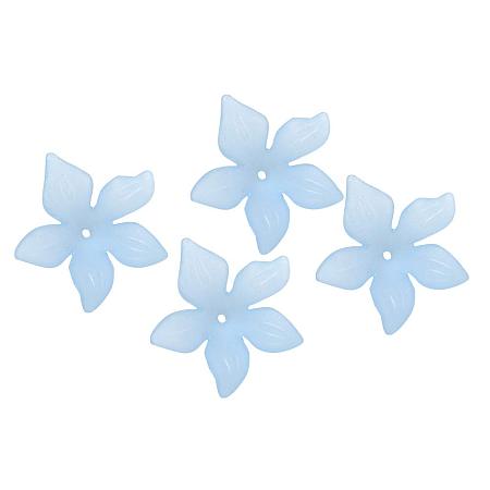 ARRICRAFT Transparent Acrylic Beads, Frosted, Flower, LightSkyBlue, 29x27x7mm, Hole: 1.5mm; About 568pcs/500g