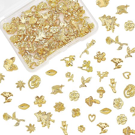 OLYCRAFT 138pcs Plant Theme Resin Fillers Flowers Leaves Mushrooms Alloy Epoxy Resin Supplies Resin Accessories for DIY Resin Craft Jewelry Making Golden