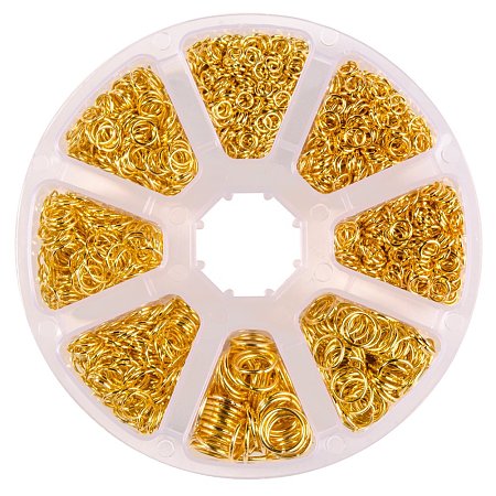 PandaHall Elite Gold Jump Rings Diameter 4-10mm Iron Jewelry Connectors Chain Links, about 2800pcs/box