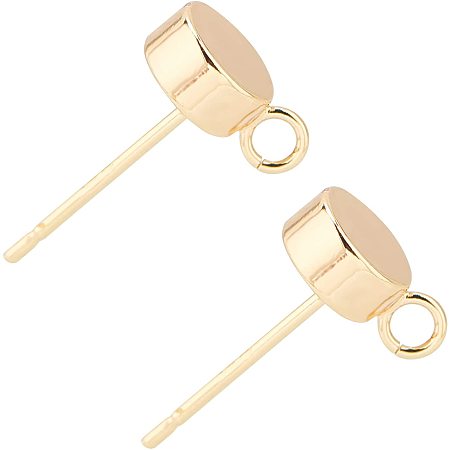 BENECREAT 20PCS Gold Plated Stud Earrings Dot Disc Earrings with Loop and Container for Anniversaries Gifts and Favors