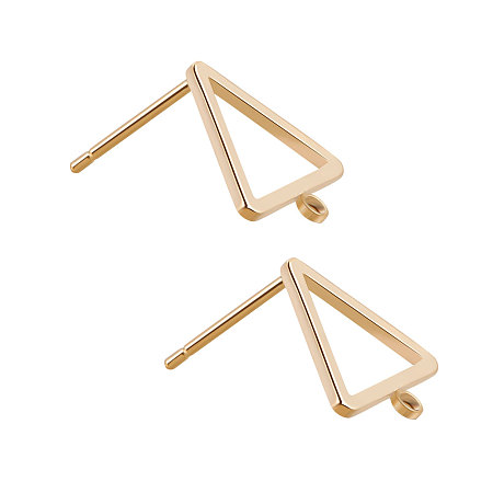 BENECREAT 10 PCS  Gold Plated Earring Studs Earring Posts Triangle Stud Earrings with Hole for DIY Making Findings - 10.6x10.6mm