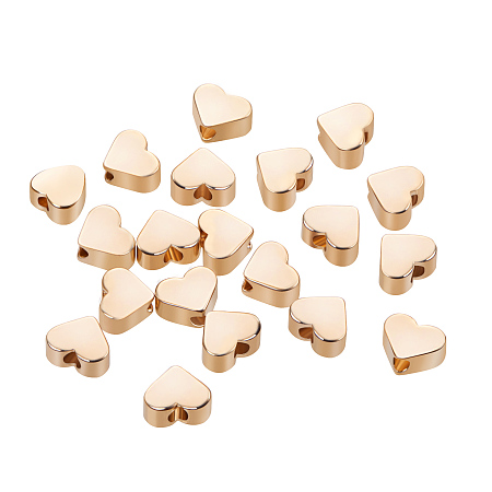 BENECREAT 20 PCS  Gold Plated Beads Metal Beads for DIY Jewelry Making and Other Craft Work - 4.5x5x2.5mm, Heart Shape