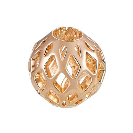 BENECREAT 30 PCS  Gold Plated Beads Metal Spacer Beads for DIY Jewelry Making and Other Craft Work - 8x3mm, Hollow Shape