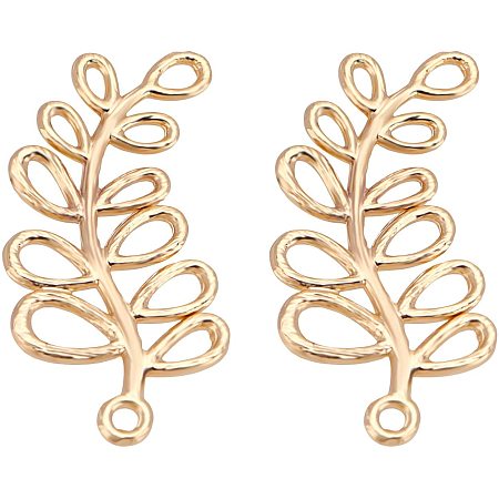 BENECREAT 20pcs 18K Gold Plated Leaf Charms Pendant Long-lasting Brass Jewelry Findings with Loop for Earring Necklace DIY Jewelry Making, Hole: 1mm