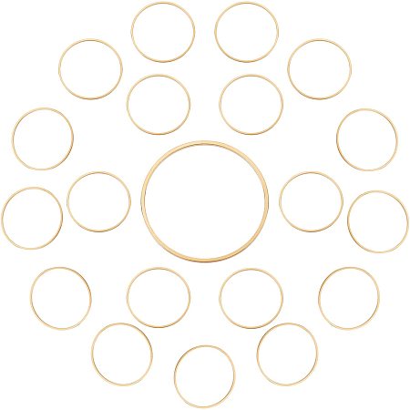 CREATCABIN 1 Box 20Pcs Gold Beading Hoops 24K Real Plated Brass Open Bezel Linking Rings Hollow Round Connector Links Circle Frame Pendants for DIY Jewelry Making Earrings Resin Crafts Findings
