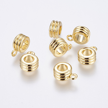 Honeyhandy Brass Tube Bails, Loop Bails, Long-Lasting Plated, Real 18K Gold Plated, Column, Golden, 12x9x5mm, Hole: 2mm, Inner Diameter: 5mm