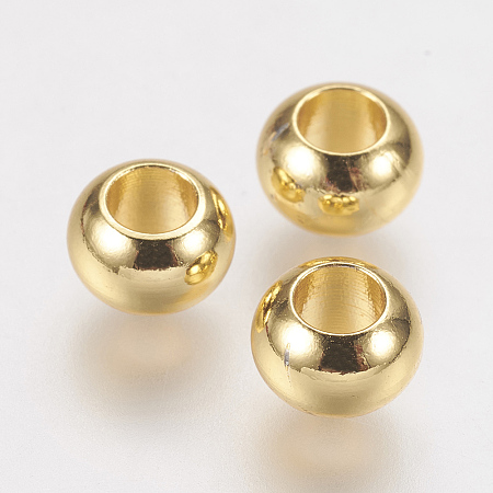 Honeyhandy Brass Spacer Beads, Real 24K Gold Plated, Rondelle, 6x4mm, Hole: 3mm