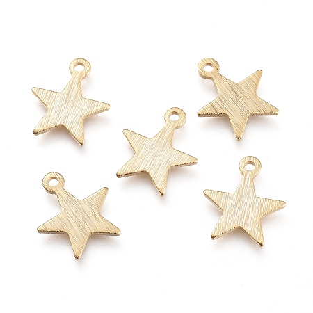 Honeyhandy Brass Charms, Long-Lasting Plated, Star, Golden, 12x10x1mm, Hole: 1mm